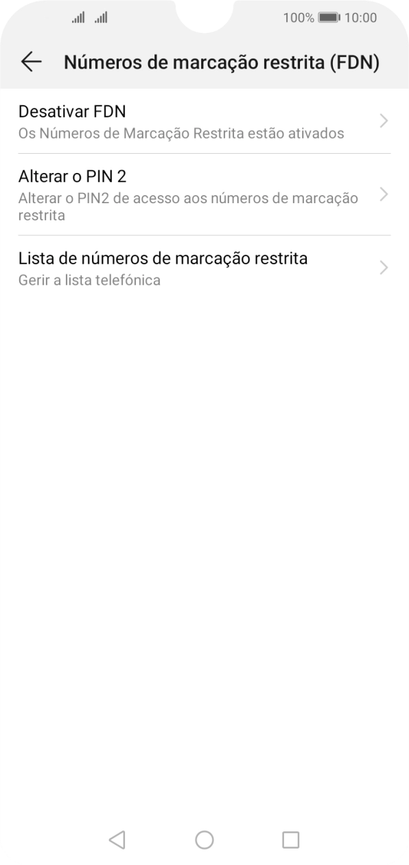 Prima Desactivar FDN para desativar a marcação permitida.