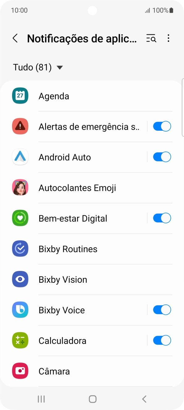 Prima o indicador junto às apps pretendidas para ativar ou desativar a função.