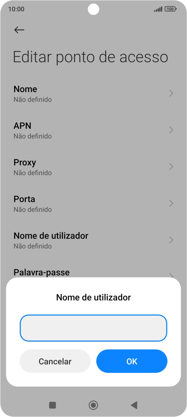 Introduza vodafone e prima OK.