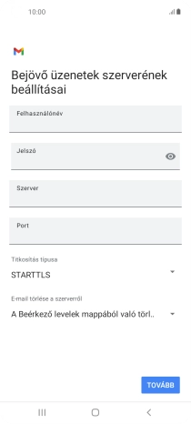 Kattints a „Felhasználónév” alatti mezőre, és írd be az e-mail-fiókodhoz tartozó felhasználónevet.