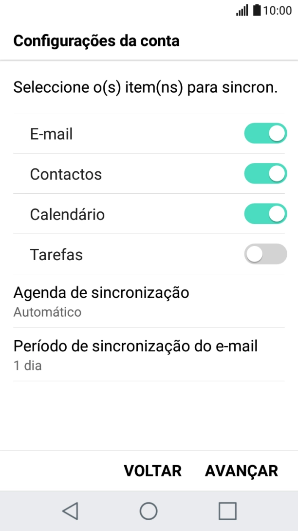 Se o ecrã mostrar esta imagem, a sua conta foi identificada e configurada automaticamente. Siga as indicações no ecrã para introduzir informações adicionais e concluir a configuração.