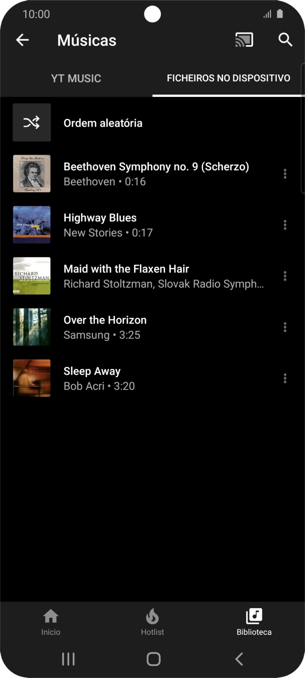 Prima o ficheiro de música pretendido.