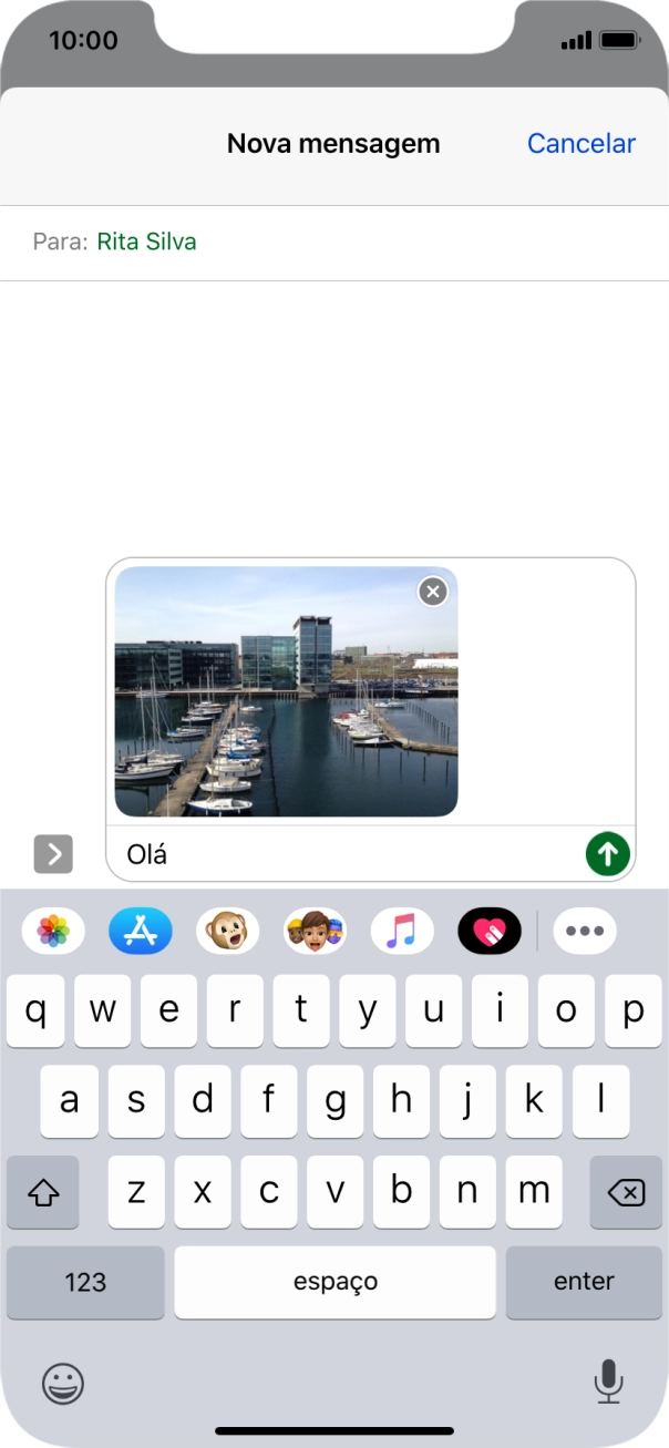 Prima o ícone para enviar.