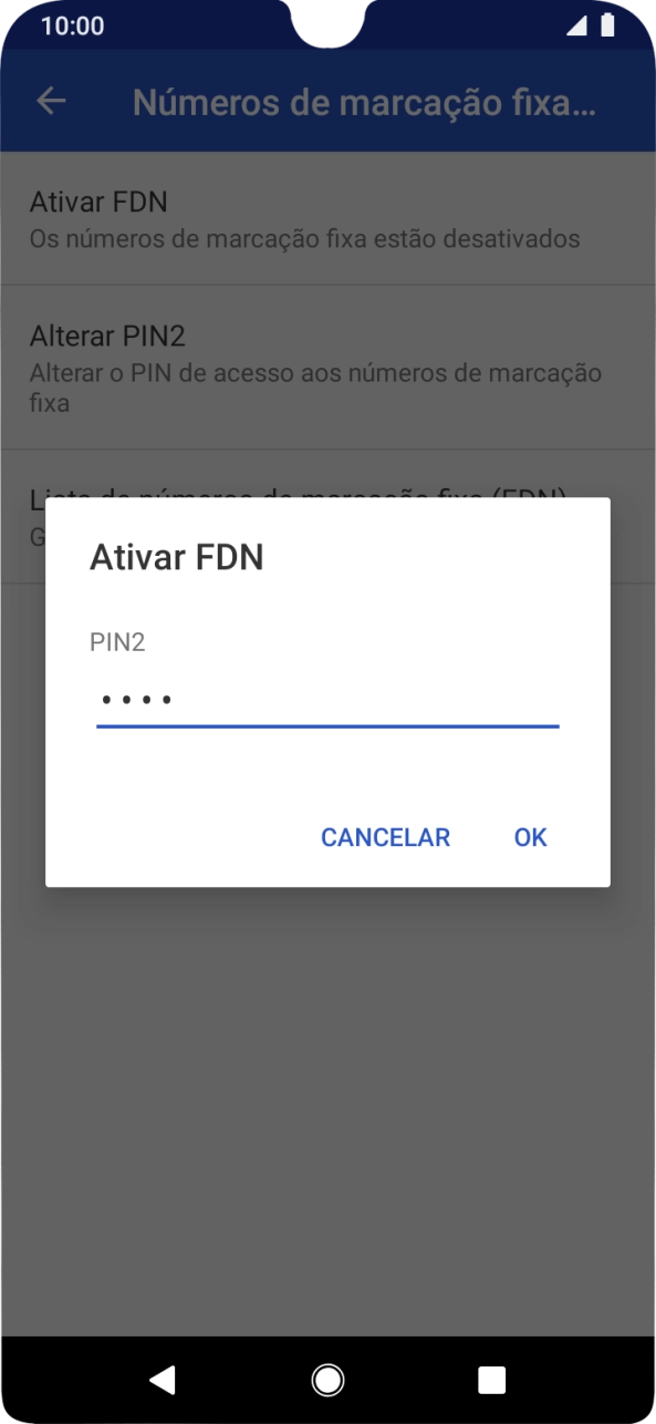 Introduza o código PIN2 e prima OK.