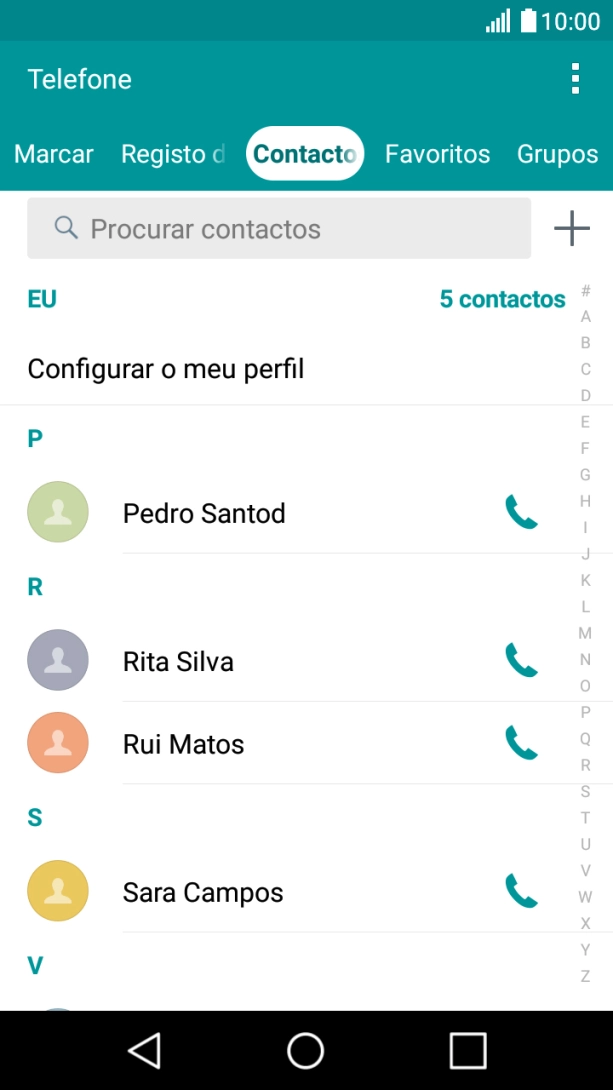 Prima o contacto pretendido.