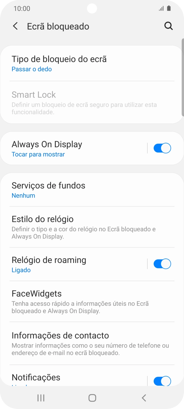 Prima Tipo de bloqueio do ecrã.