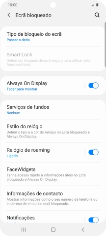 Prima Tipo de bloqueio do ecrã.