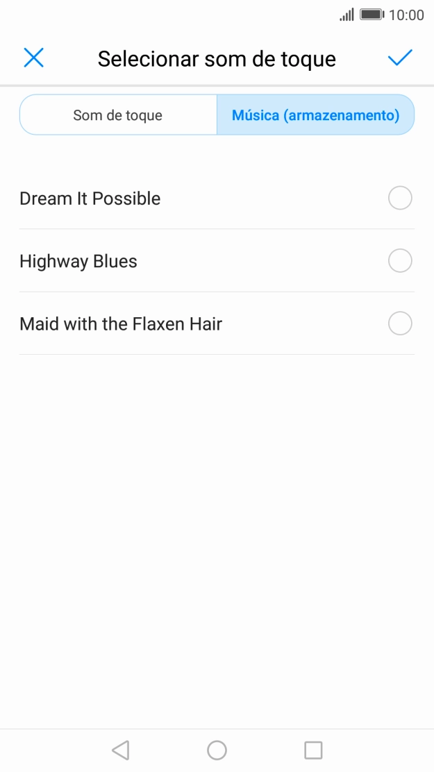 Prima os tons de toque pretendidos para os ouvir.