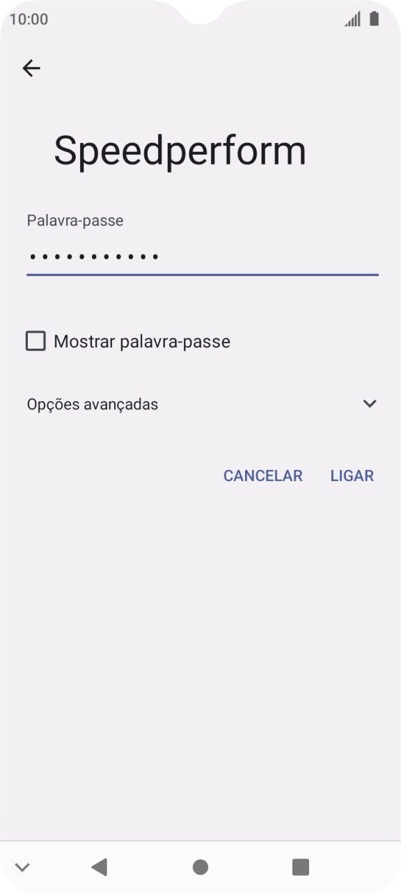 Introduza a password da rede Wi-Fi e prima LIGAR.