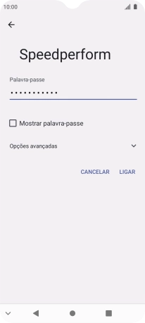 Introduza a password da rede Wi-Fi e prima LIGAR.