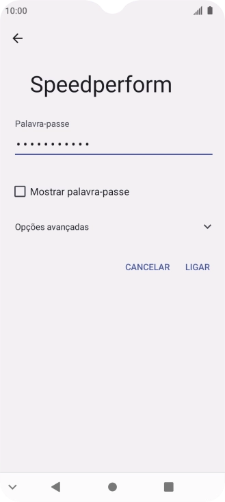 Introduza a password da rede Wi-Fi e prima LIGAR.