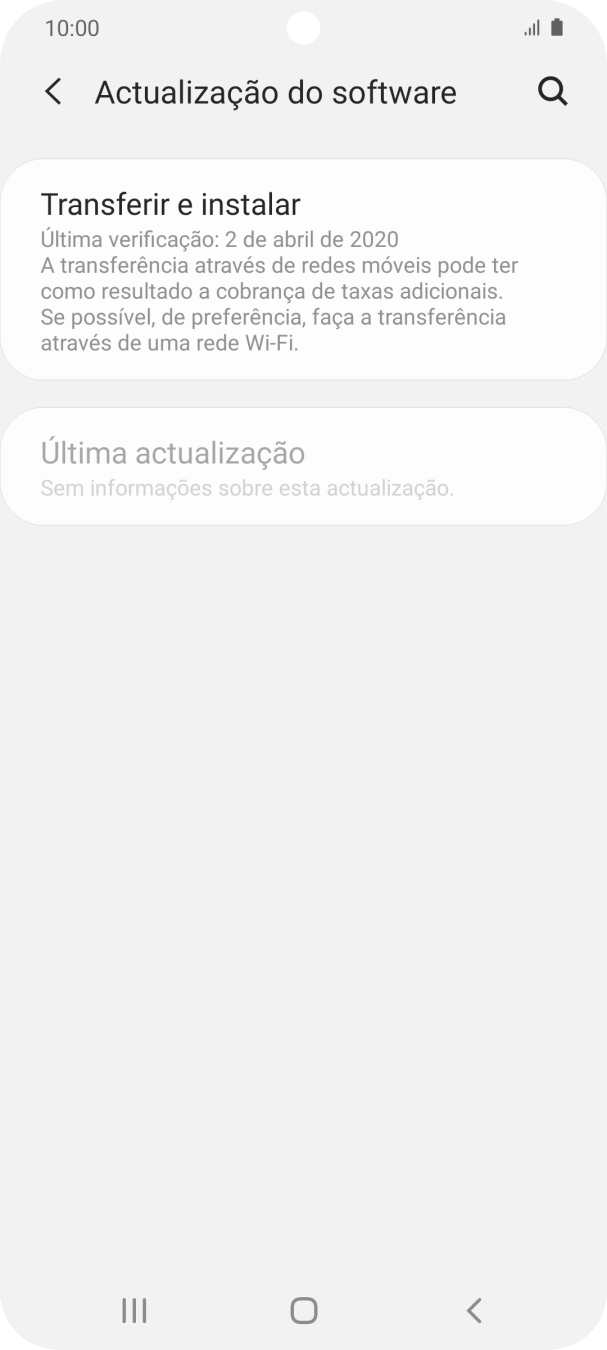 Prima Transferir e instalar. Se existir uma nova versão de software disponível, será agora indicado no ecrã. Siga as indicações no ecrã para atualizar o software do telefone.