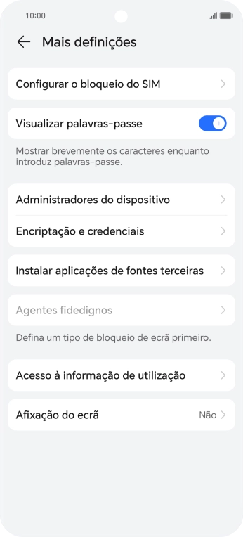 Prima Configurar o bloqueio do SIM.