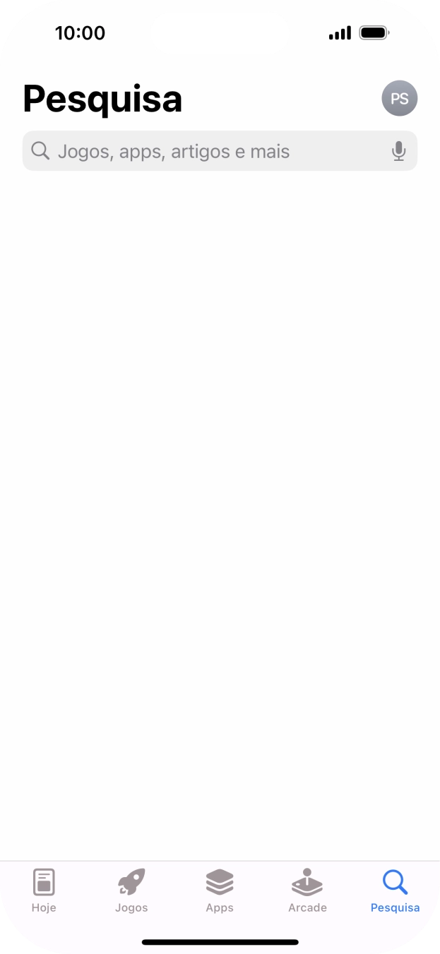 Prima o campo de pesquisa e introduza o nome ou categoria da app pretendida.