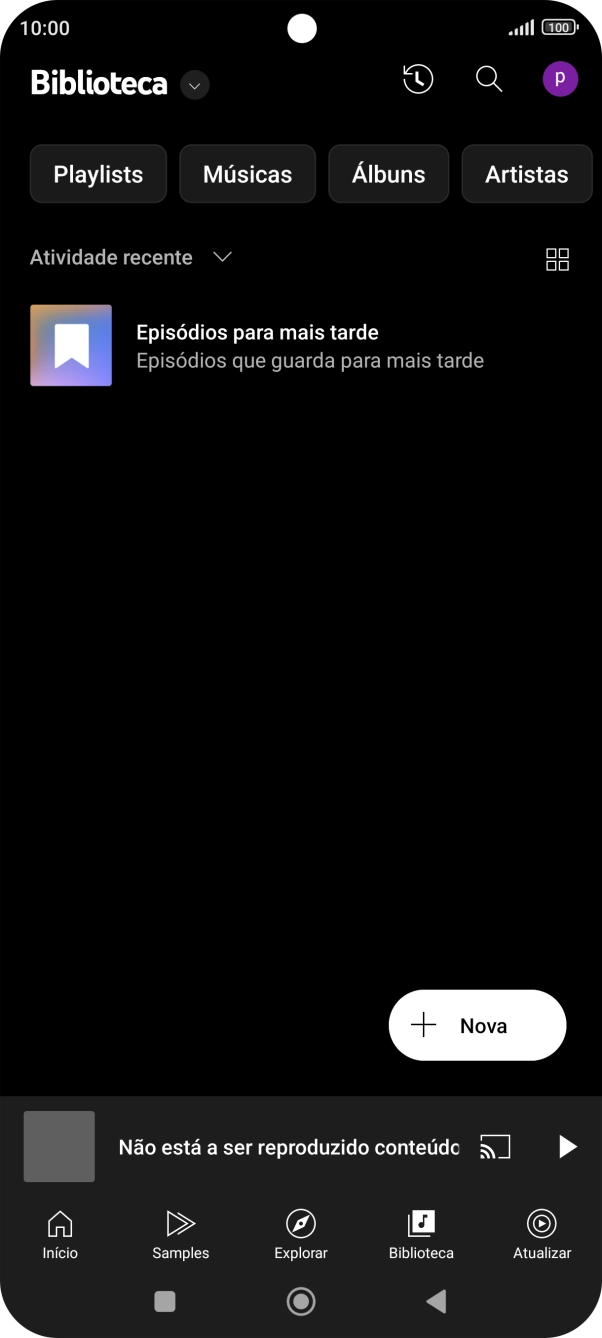 Prima a lista suspensa.