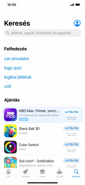 Kattints a keresés mezőre, és írd be a keresett alkalmazás nevét vagy tárgykörét.