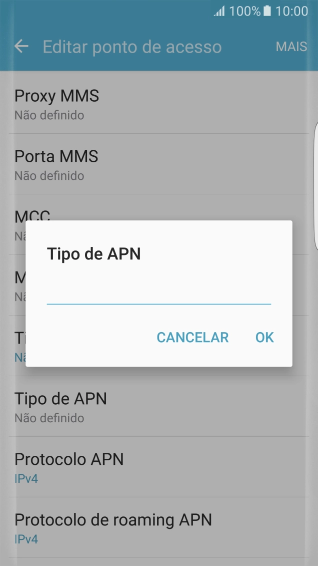 Introduza default e prima OK.