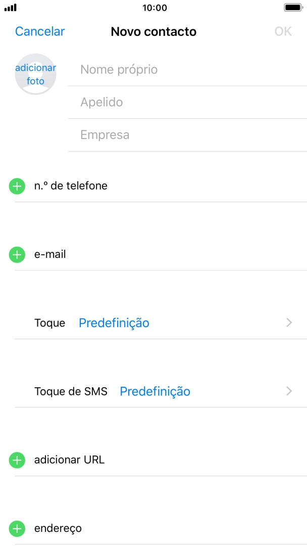 Prima Nome próprio e introduza o nome próprio.