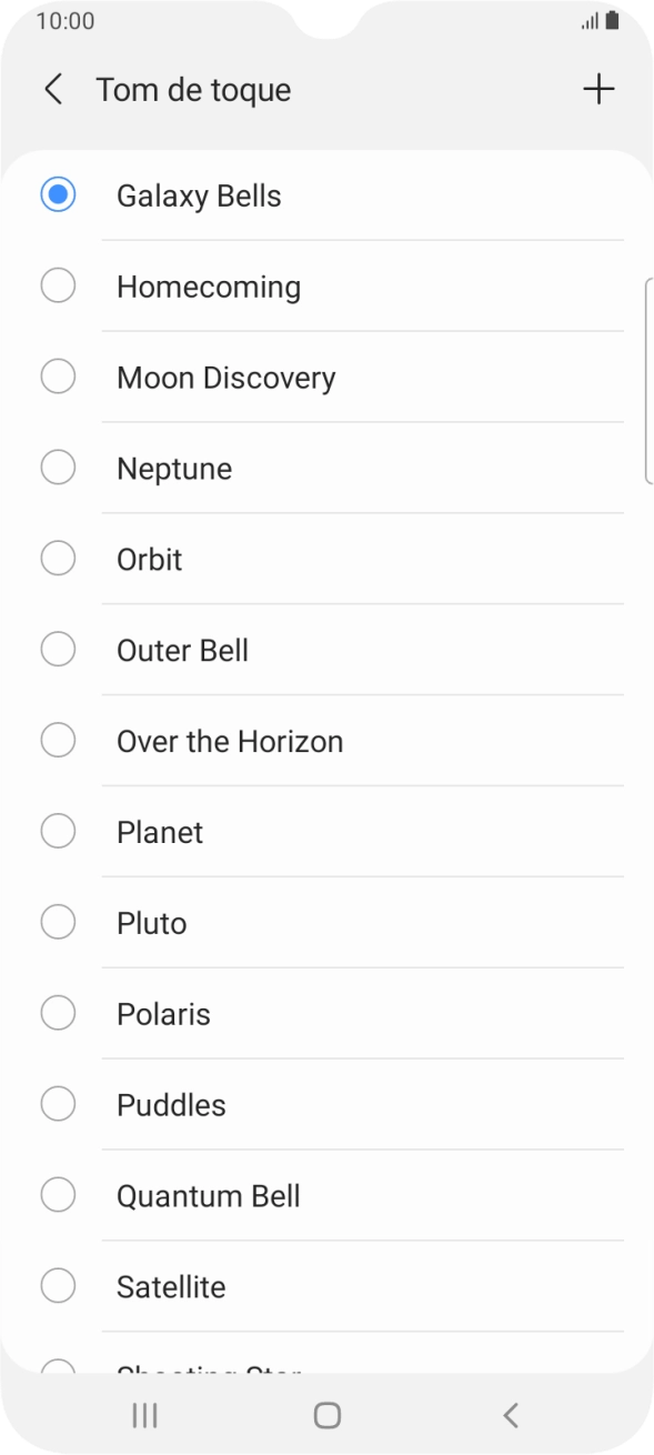 Prima o ícone para adicionar um tom de toque.