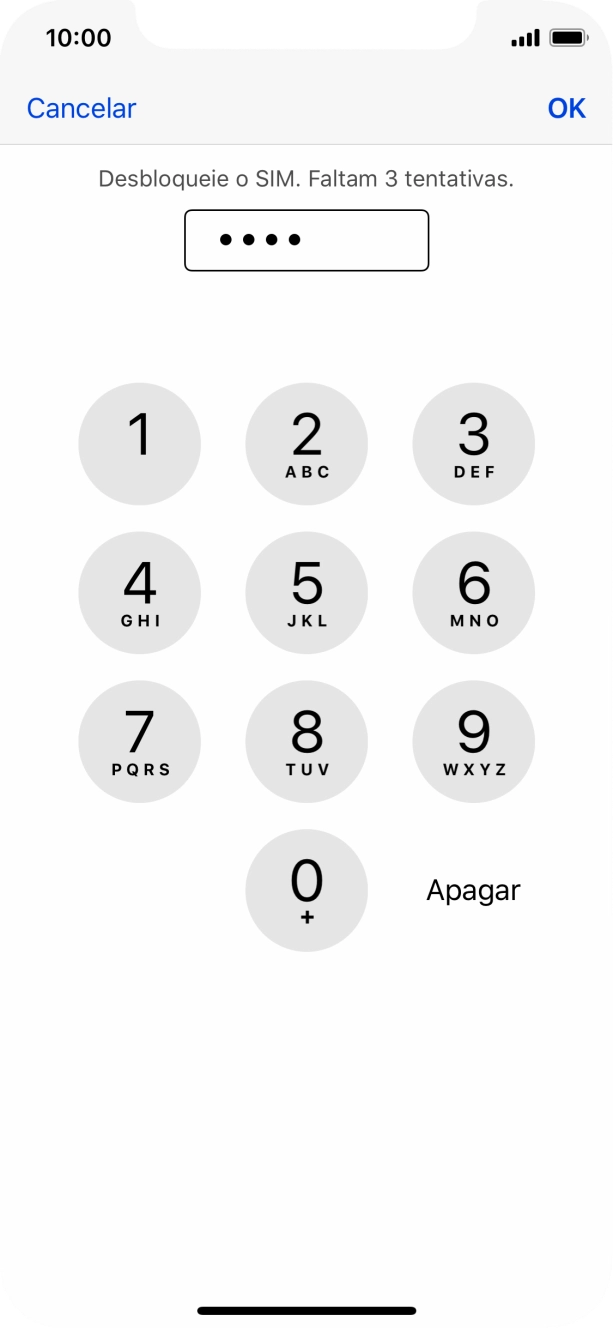 Introduza o seu código PIN e prima OK.