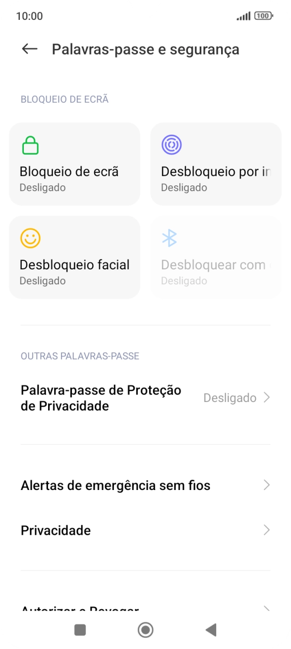Prima Desbloqueio por impressão digital.