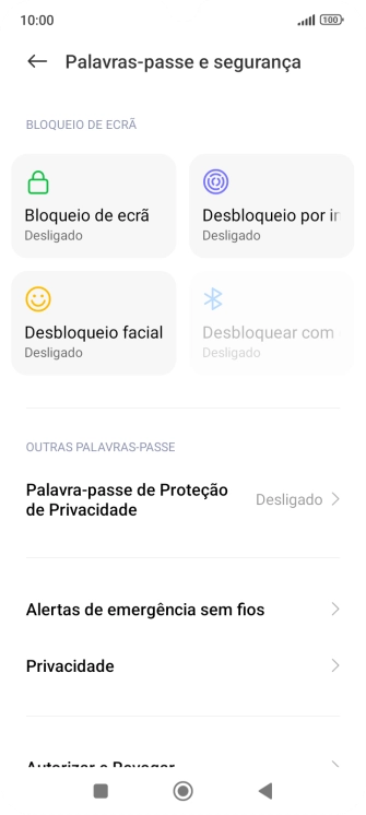 Prima Desbloqueio por impressão digital.