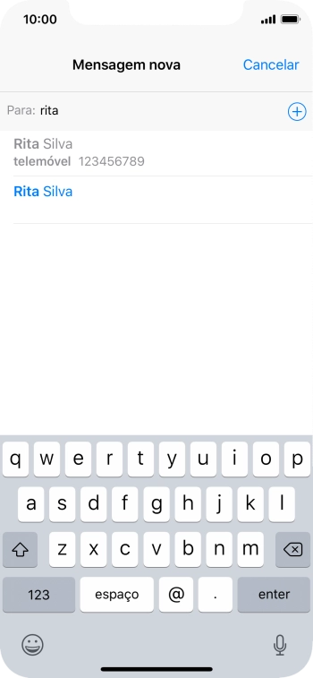 Prima o contacto pretendido.