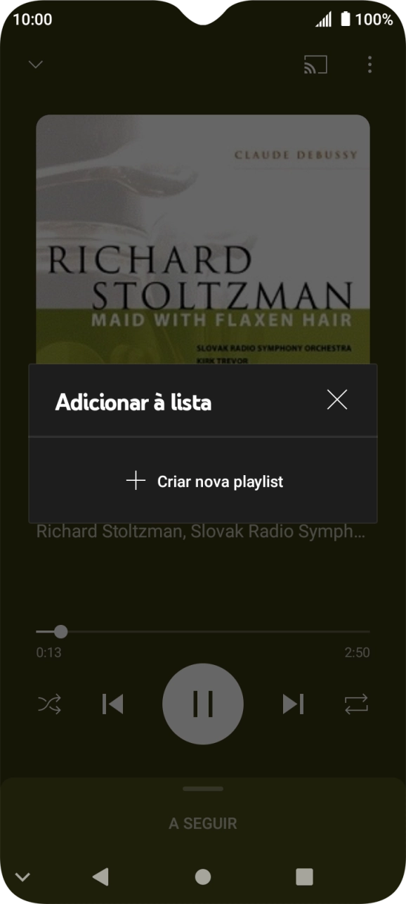 Prima Criar nova playlist.