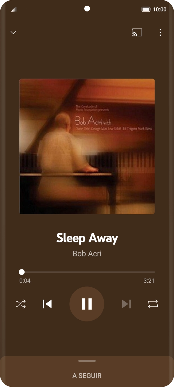 Prima a seta para a direita para ir para o ficheiro de música seguinte.