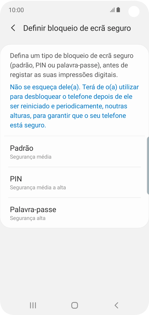 Prima o código de bloqueio do telefone pretendido e siga as indicações no ecrã para estabelecer um código de bloqueio adicional.