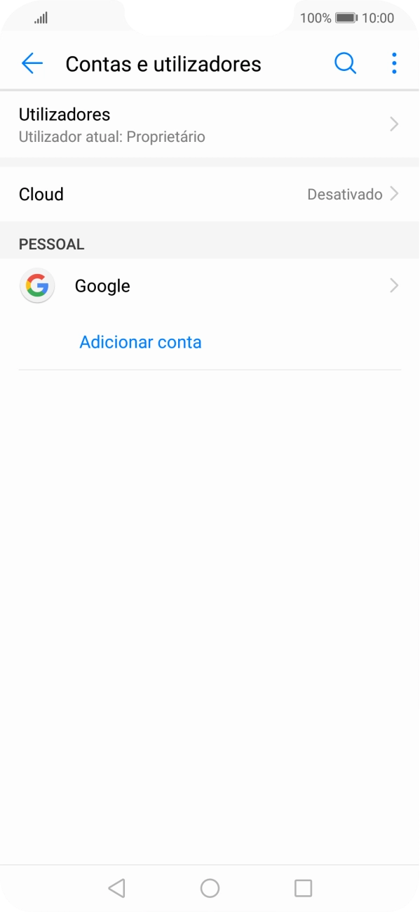 Prima Adicionar conta.