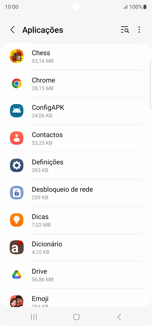 Prima a app pretendida.