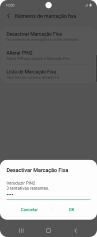 Introduza o código PIN2 e prima OK.