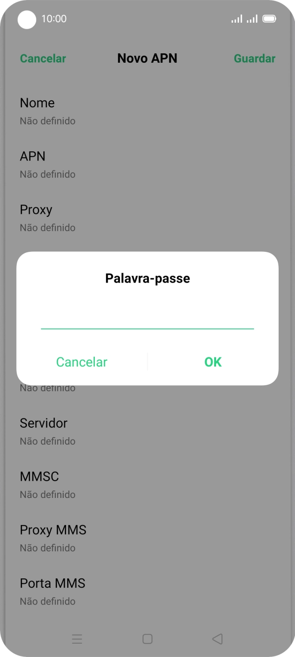Introduza vodafone e prima OK.