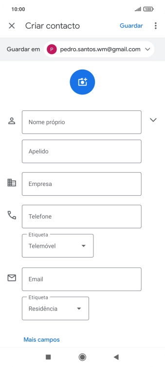 Prima Nome próprio e introduza o nome pretendido.