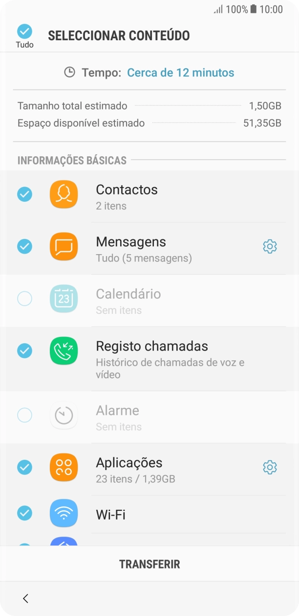 Prima os tipos de dados pretendidos para os selecionar.