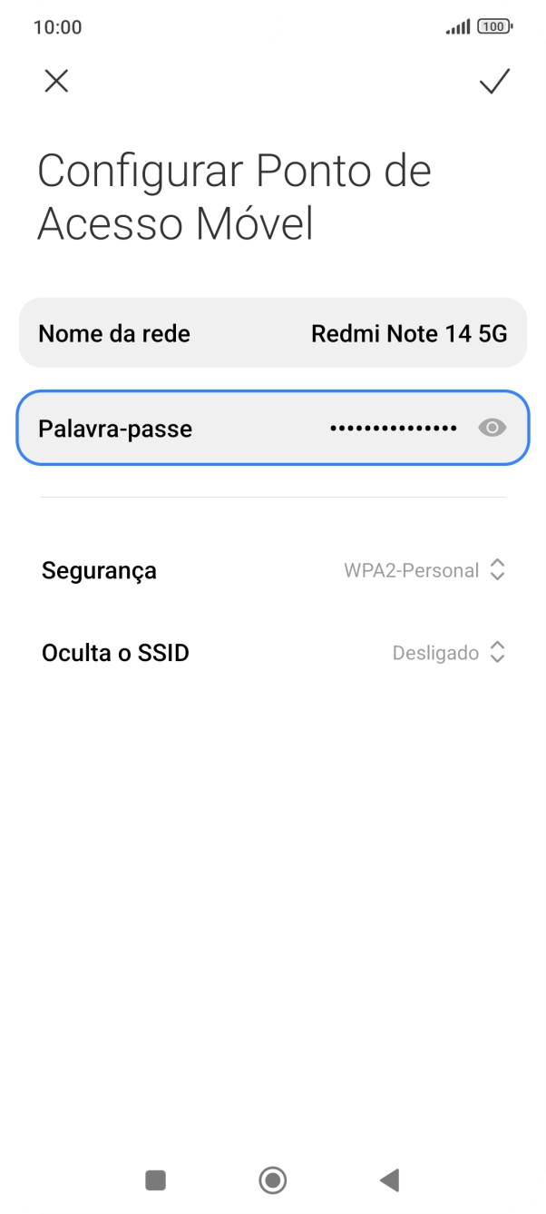 Prima Nome da rede, e introduza o nome pretendido do hotspot Wi-Fi.