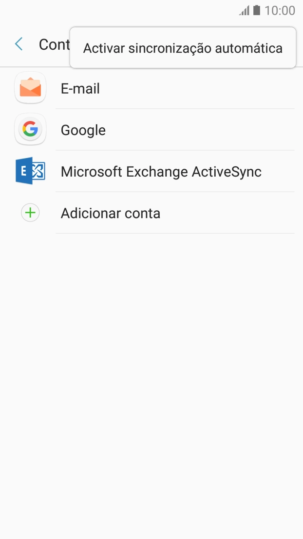 Prima Activar sincronização automática.