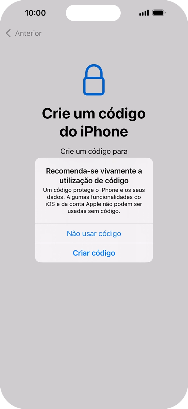 Se desativar a função, prima Não usar código.