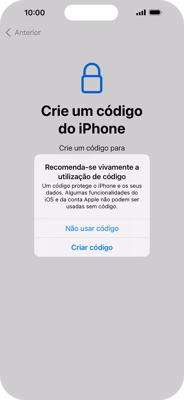 Se desativar a função, prima Não usar código.