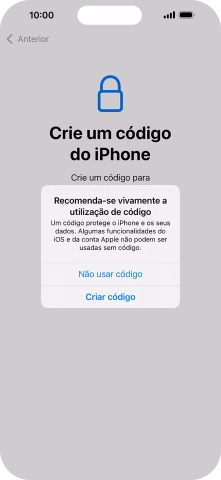 Se desativar a função, prima Não usar código.