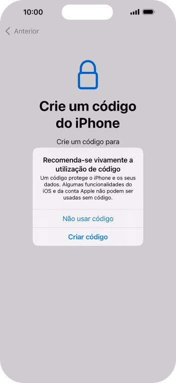 Se desativar a função, prima Não usar código.