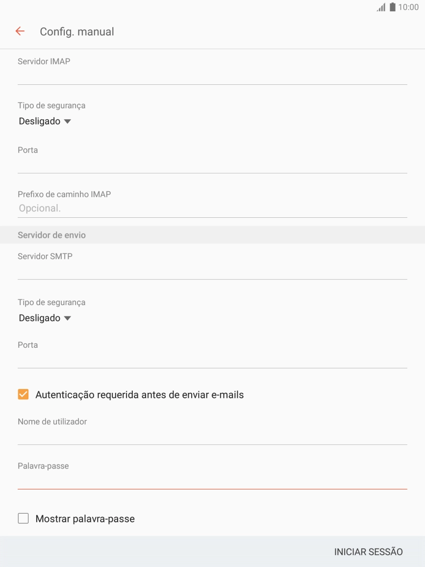 Prima INICIAR SESSÃO.