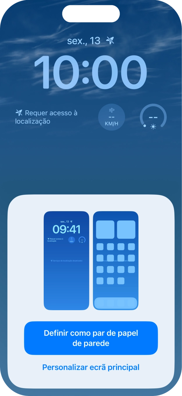 Se pretender utilizar o mesmo esquema de cores para o ecrã principal, prima Definir como par de papel de parede.