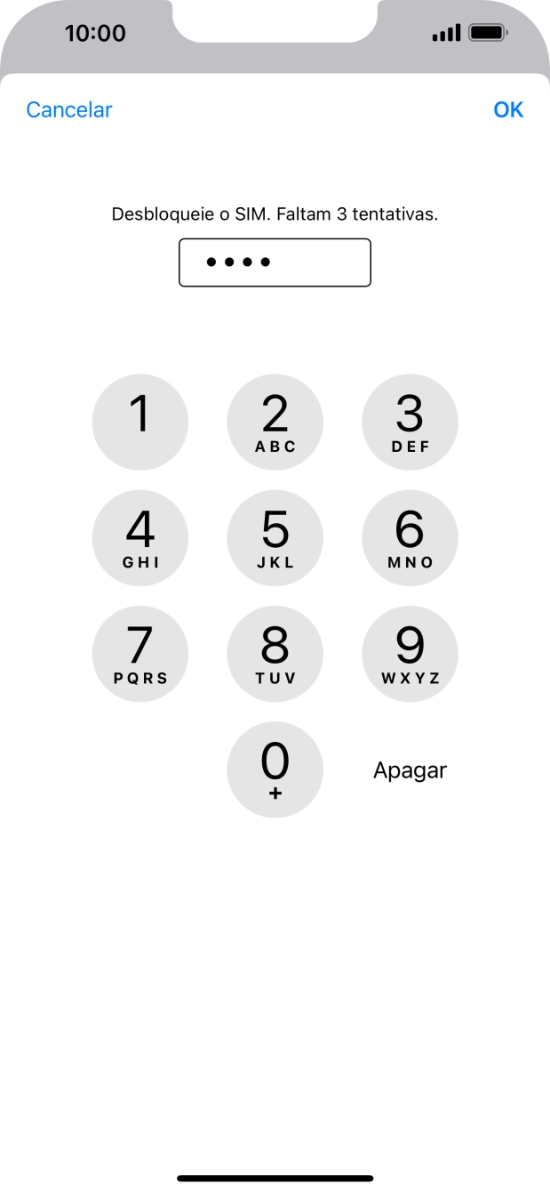 Introduza o seu código PIN e prima OK.