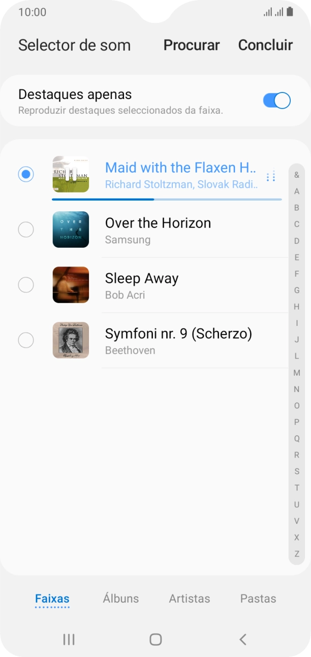 Quando tiver encontrado o tom de toque que pretende, prima Concluir.