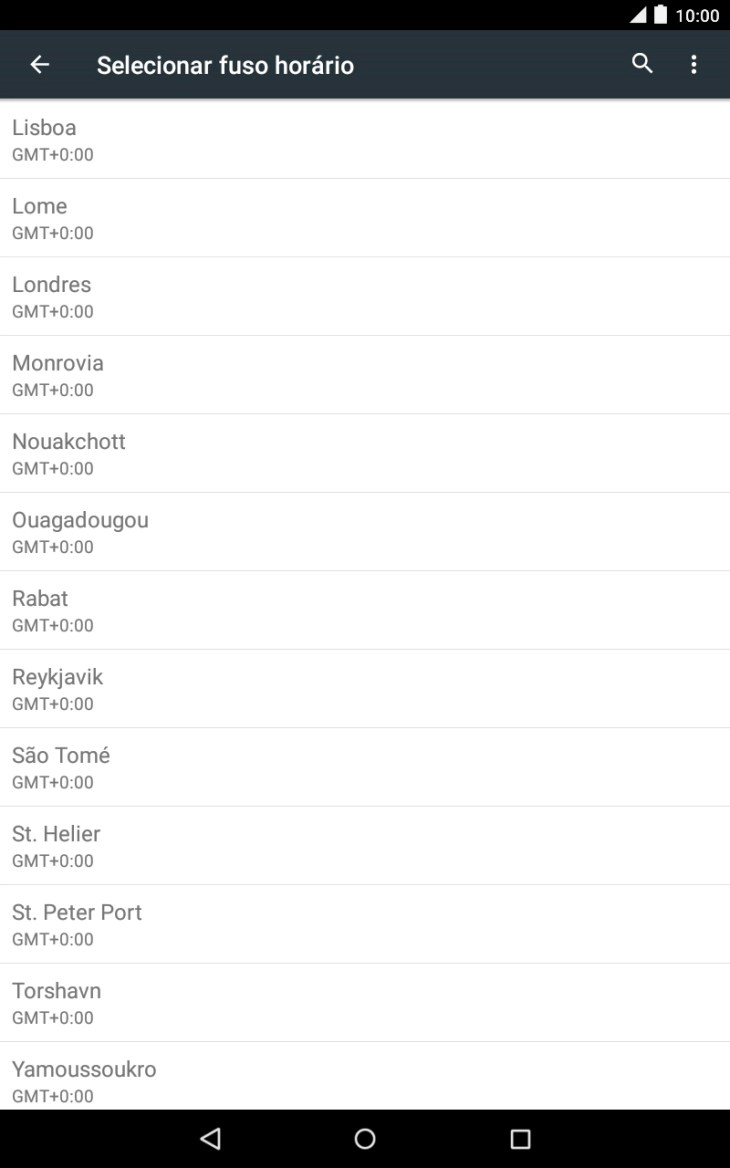 Prima o fuso horário pretendido.