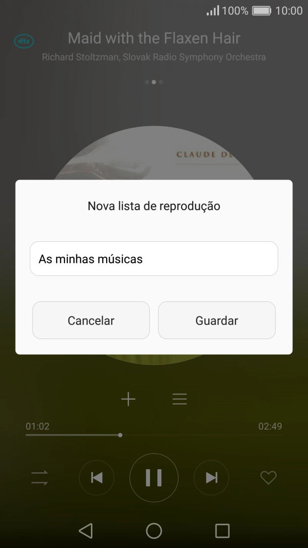 Introduza o nome pretendido para a lista de reprodução e prima Guardar.