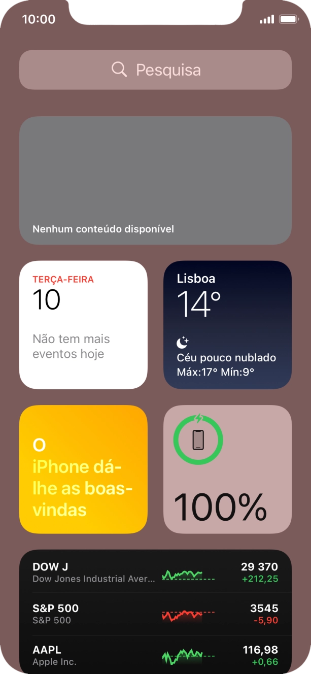 Deslize o dedo para cima no ecrã.