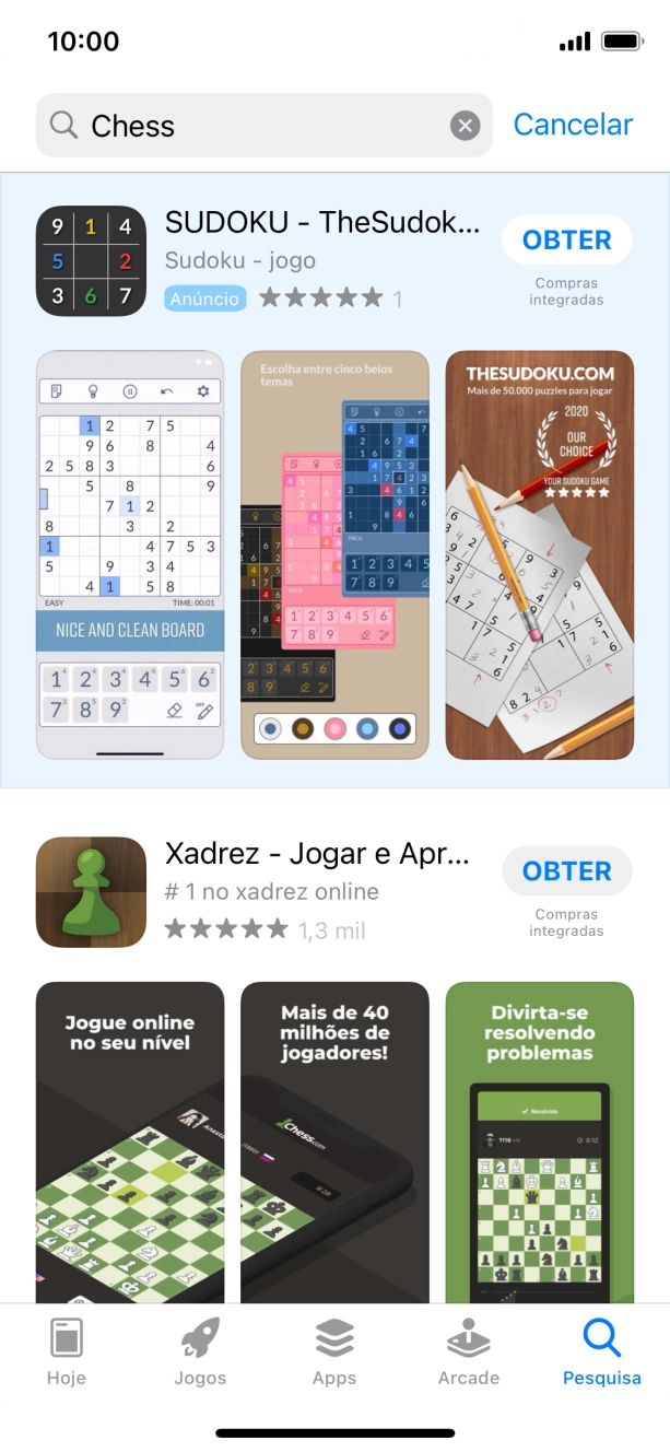Prima a app pretendida.